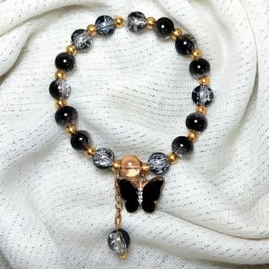 Elegant Black Butterfly Charm Bracelet